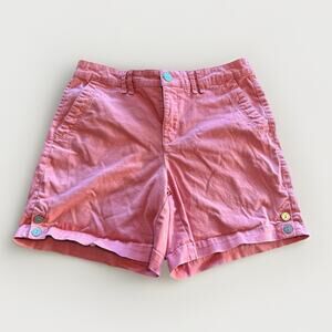 Gloria Vanderbilt Pink Coral Shorts Mid Rise Cuffed Button Detail Size 6